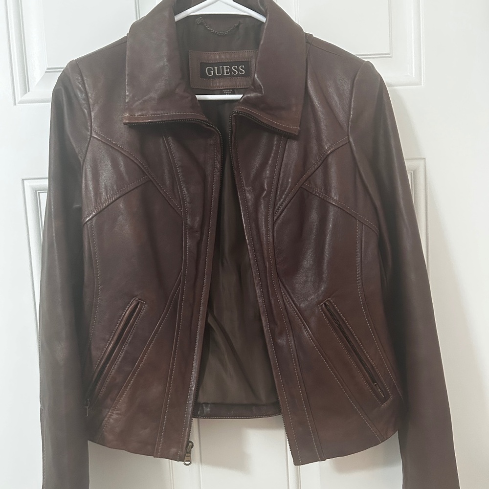 GUESS brown genuine leather jacket